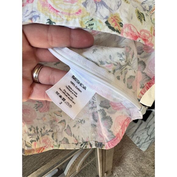 NWT Batsheva X Laura Ashley Spring Prairie Blouse Floral Print Ruffle Cropped Si - Picture 5 of 10